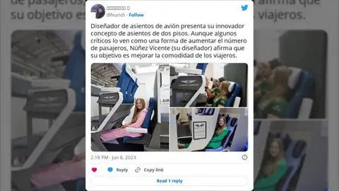Los asientos de dos plantas que un español quiere poner en los aviones Los asientos de dos plantas que un español quiere poner en los aviones