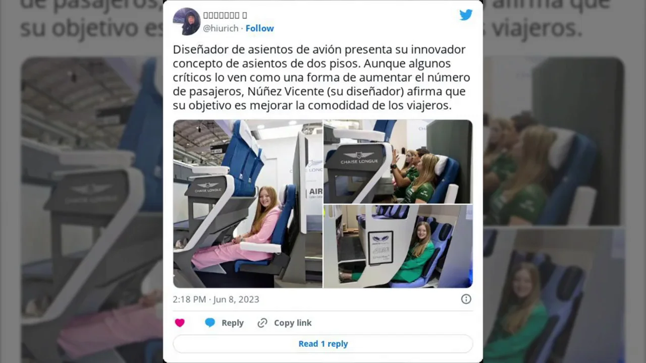 Los asientos de dos plantas que un espa&ntilde;ol quiere poner en los aviones