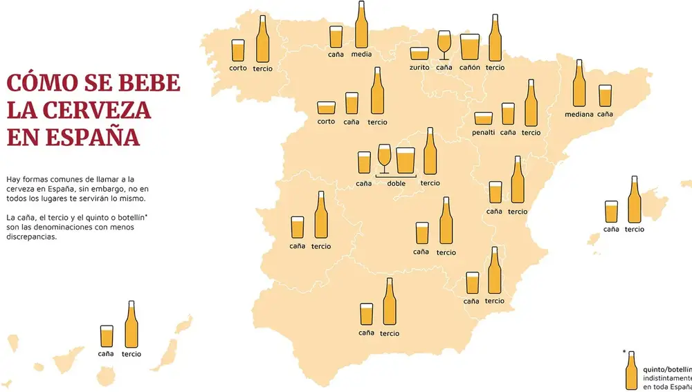 Mapa de como se pide una cerveza en España