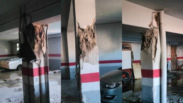 Pilares del edificio que se derrumbó en Teruel.