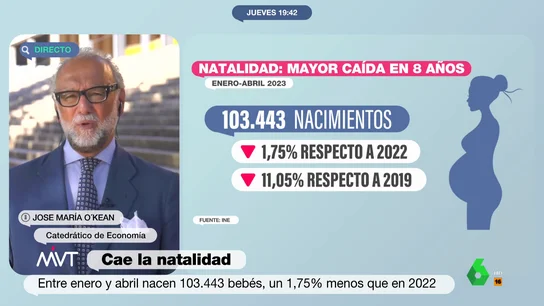El economista José María O'Kean analiza la caída de la natalidad: "Pasamos unos años con sueldos muy limitados" El economista José María O'Kean analiza la caída de la natalidad: "Pasamos unos años con sueldos muy limitados"