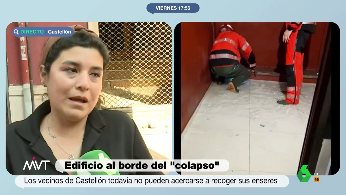 Una vecina afectada por el colapso de un edificio en Castellón: "Me veo en la calle y sin saber qué va a pasar" Una vecina afectada por el colapso de un edificio en Castellón: "Me veo en la calle y sin saber qué va a pasar"