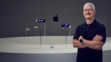 Tim Cook junto a las Apple Vision Pro Tim Cook junto a las Apple Vision Pro