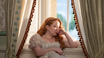 Penelope Featherington (Nicola Coughlan) lets her hair down and leaves behind the yellow and gold dresses.