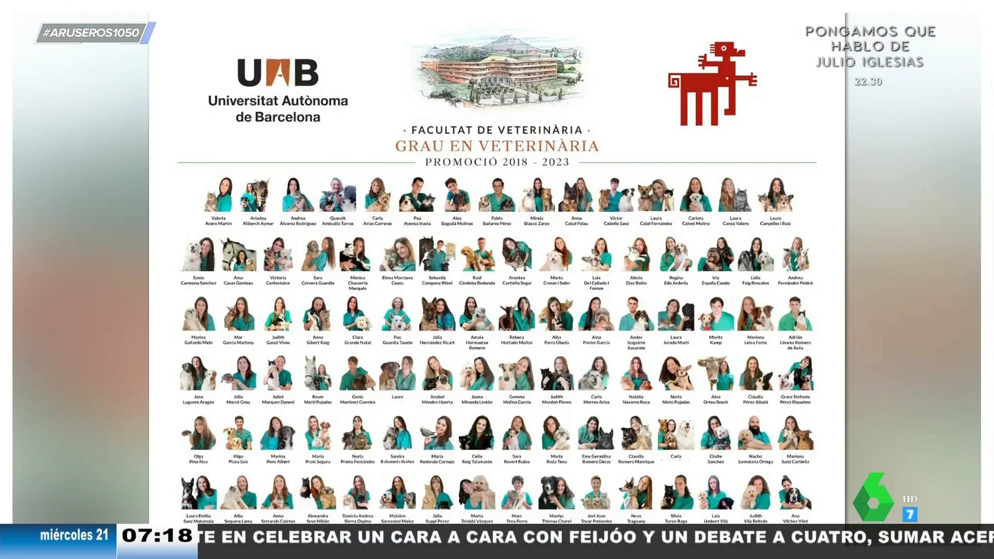 Los estudiantes de veterinaria de la Universidad de Barcelona posan con sus mascotas para una orla muy especial Los estudiantes de veterinaria de la Universidad de Barcelona posan con sus mascotas para una orla muy especial