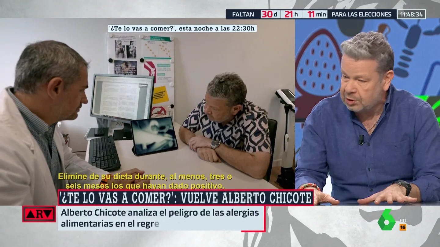 Chicote destapa ante Ferreras el fraude de los test de intolerancias alimentarias: "Hay mucho 'aprovechao' en este tema" Chicote destapa ante Ferreras el fraude de los test de intolerancias alimentarias: "Hay mucho 'aprovechao' en este tema"