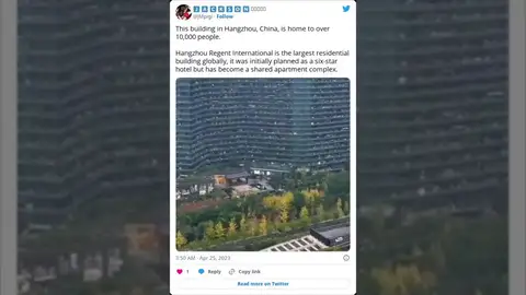 El edificio de China donde viven 20.000 personas y tiene supermercados, tiendas, peluquerías y farmacias El edificio de China donde viven 20.000 personas y tiene supermercados, tiendas, peluquerías y farmacias