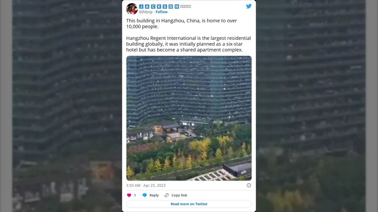 El edificio de China donde viven 20.000 personas y tiene supermercados, tiendas, peluquerías y farmacias El edificio de China donde viven 20.000 personas y tiene supermercados, tiendas, peluquerías y farmacias