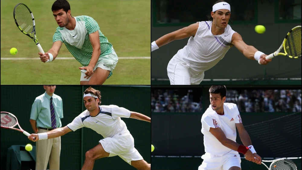 Carlos Alcaraz, Rafa Nada, Federer y Djokovic. 