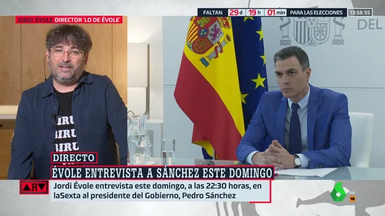Jordi Évole, sobre la entrevista a Pedro Sánchez: "Me ha flipado el nivel de confianza que tiene en sí mismo. Dice que va a ganar" Jordi Évole, sobre la entrevista a Pedro Sánchez: "Me ha flipado el nivel de confianza que tiene en sí mismo. Dice que va a ganar"