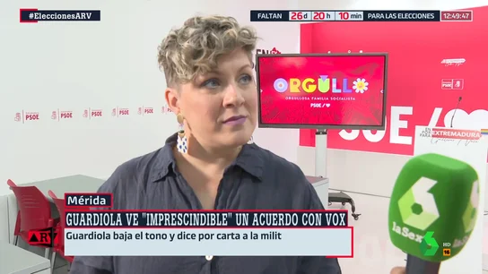 Soraya Vega (PSOE), tras el cambio de postura de Guardiola: "El PP está haciendo de Extremadura un laboratorio" Soraya Vega (PSOE), tras el cambio de postura de Guardiola: "El PP está haciendo de Extremadura un laboratorio"