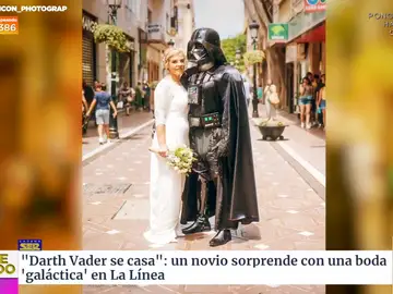 Un hombre se casa disfrazado de Darth Vader en la Línea de la Concepción