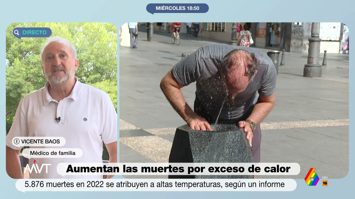El médico Vicente Baos advierte sobre los síntomas de un golpe de calor Vicente Baos, médico de familia, explica cómo son los síntomas de un golpe de calor, si bien apunta que "te están avisando no ya de que te vas a poner malo, sino de que estás en una situación de riesgo". Sus recomendaciones, en este vídeo.