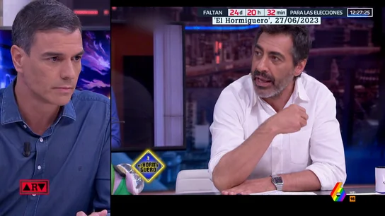 El enfado de Sánchez con Juan del Val por acusarle de "fraude" en 'El Hormiguero': "Es grave. Hay que contrastar" El enfado de Sánchez con Juan del Val por acusarle de "fraude" en 'El Hormiguero': "Es grave. Hay que contrastar"