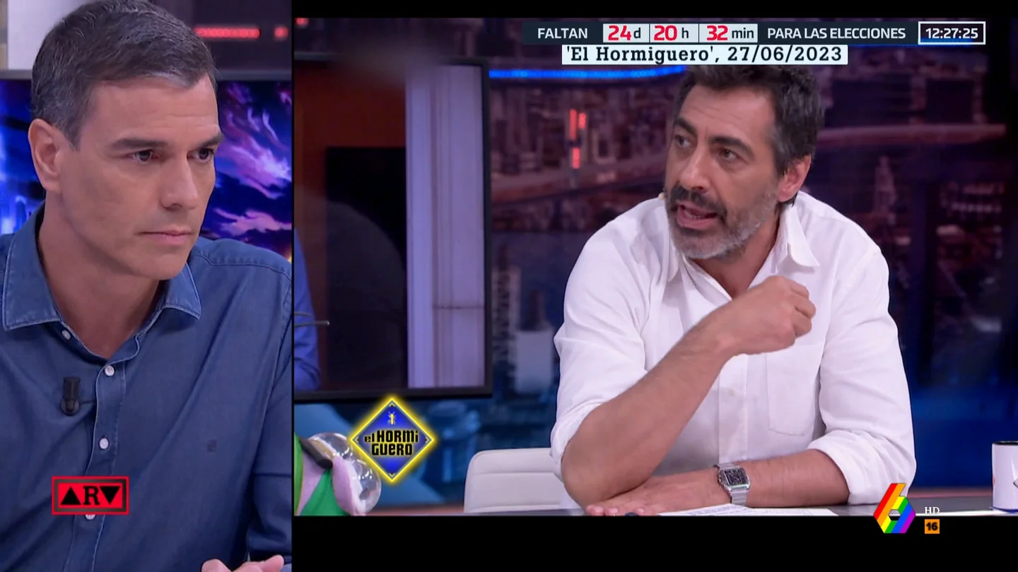El enfado de Sánchez con Juan del Val por acusarle de "fraude" en 'El Hormiguero': "Es grave. Hay que contrastar" El enfado de Sánchez con Juan del Val por acusarle de "fraude" en 'El Hormiguero': "Es grave. Hay que contrastar"