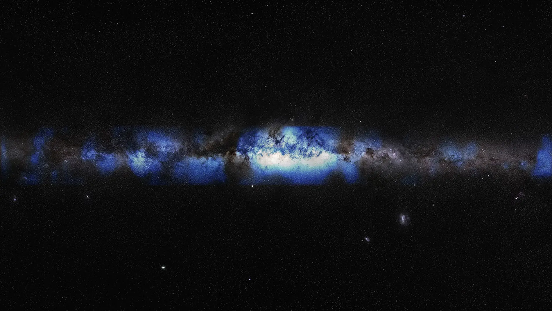 Ilustración de la Vía Láctea vista con una lente de neutrinos 