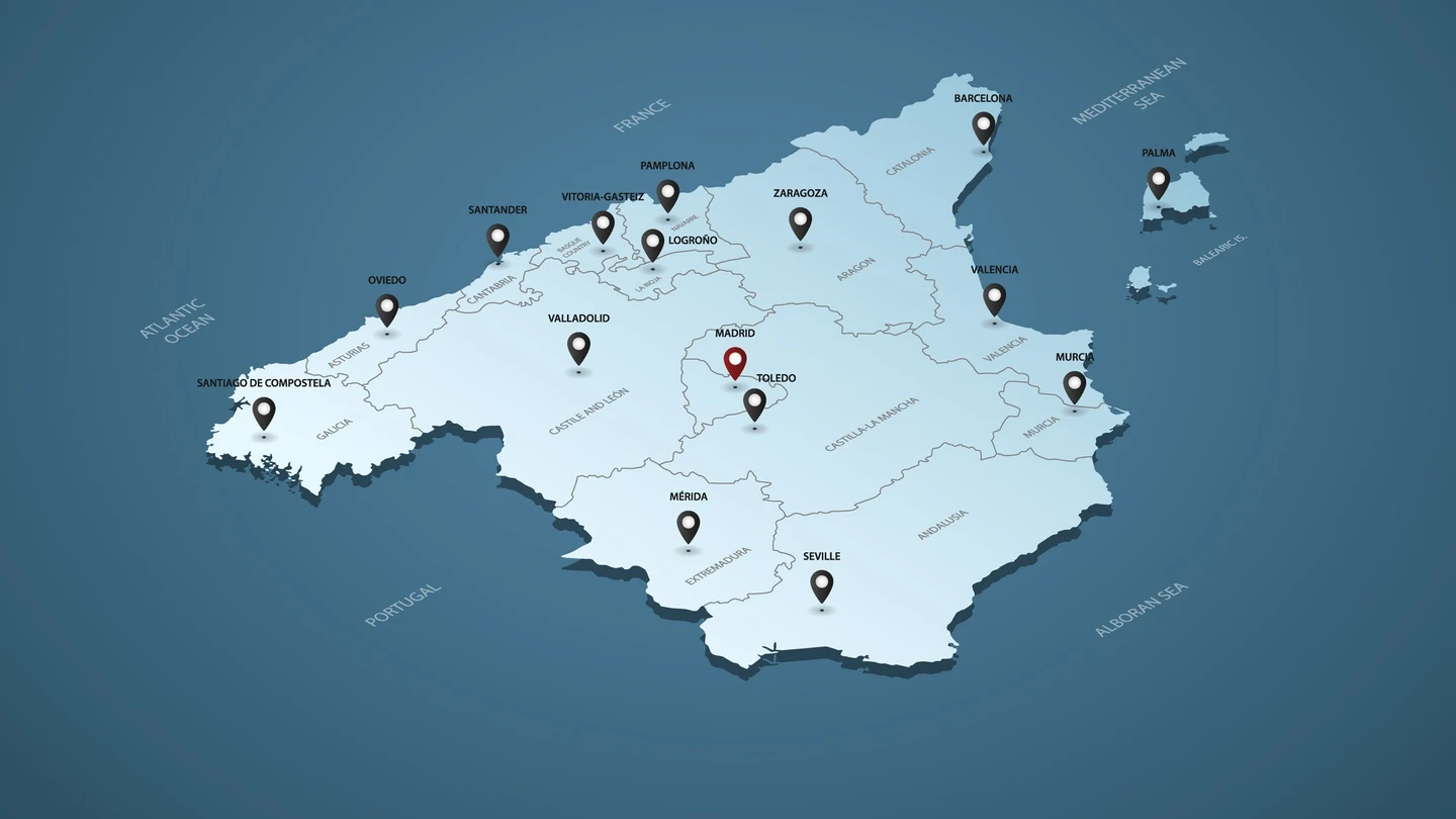 Mapa de España con las ciudades Mapa de España con las ciudades
