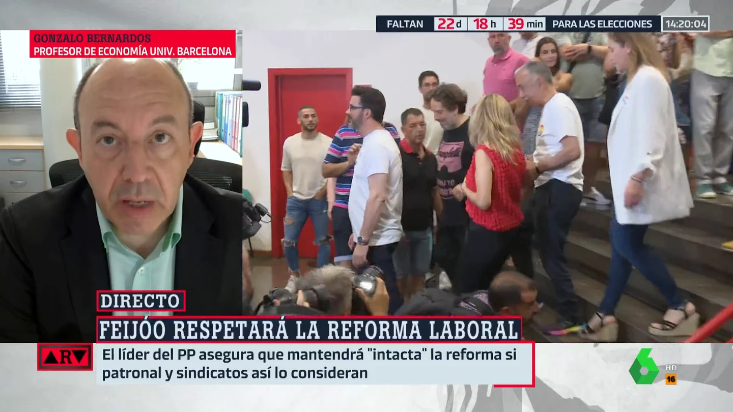 Bernardos, contundente tras las declaraciones de Feijóo sobre la reforma laboral: "Garamendi está influyendo mucho en él" Bernardos, contundente tras las declaraciones de Feijóo sobre la reforma laboral: "Garamendi está influyendo mucho en él"