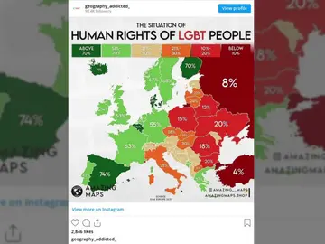 El mapa de Europa con la situación de los derechos humanos de las personas LGTBI El mapa de Europa con la situación de los derechos humanos de las personas LGTBI