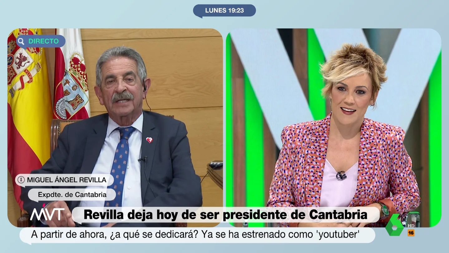 MVT Revilla, a Cristina Pardo: "Tienes el honor de ser la persona que va a hacerme la última entrevista como presidente de Cantabria" MVT Revilla, a Cristina Pardo: "Tienes el honor de ser la persona que va a hacerme la última entrevista como presidente de Cantabria"