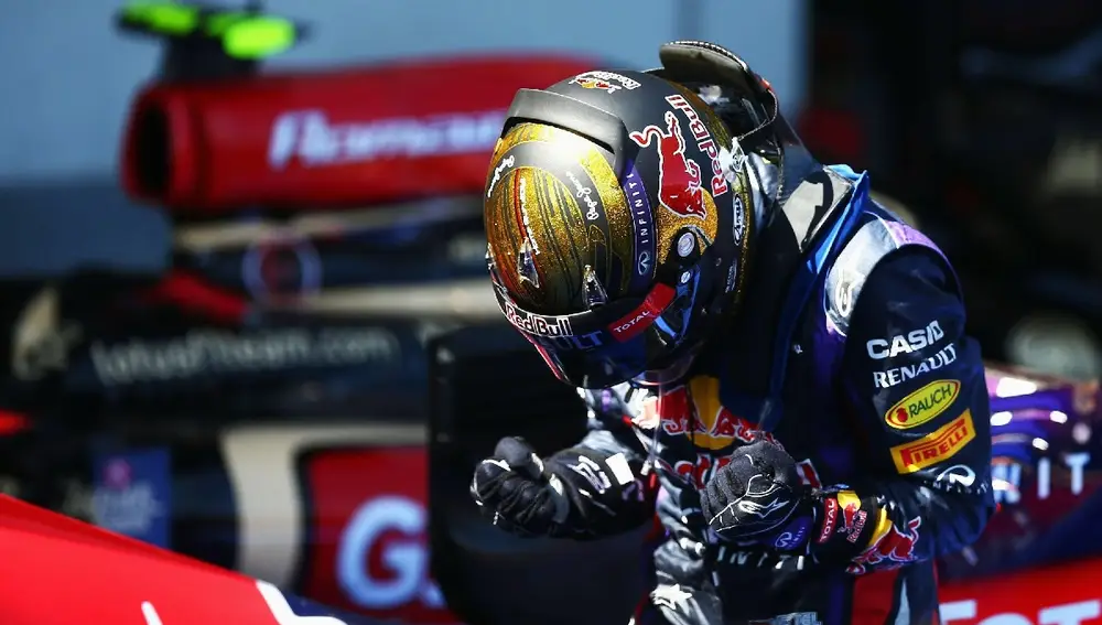 Vettel celebrando su victoria en el GP de Alemania 2013