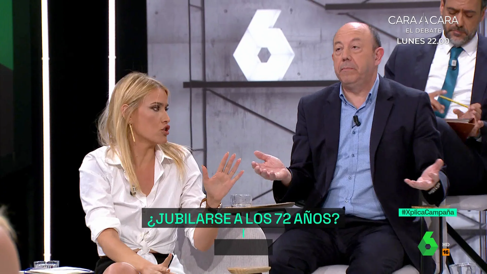 Afra Blanco responde a Gonzalo Bernardos sobre cómo financiar las pensiones: "Tú hoja de ruta pasa por recortar y hay que buscar ingresos"