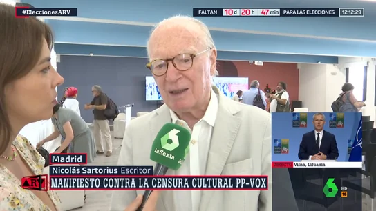 El escritor Nicolás Sartorius, contra la censura de PP-Vox: "No queremos retroceder" El escritor Nicolás Sartorius, contra la censura de PP-Vox: "No queremos retroceder"