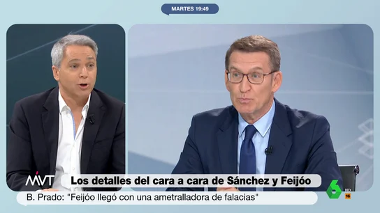 MVT-Vicente Vallés: "Esto no es una entrevista, sino un debate. El fact-checking inmediato le correspondía al otro contrincante". MVT-Vicente Vallés: "Esto no es una entrevista, sino un debate. El fact-checking inmediato le correspondía al otro contrincante".