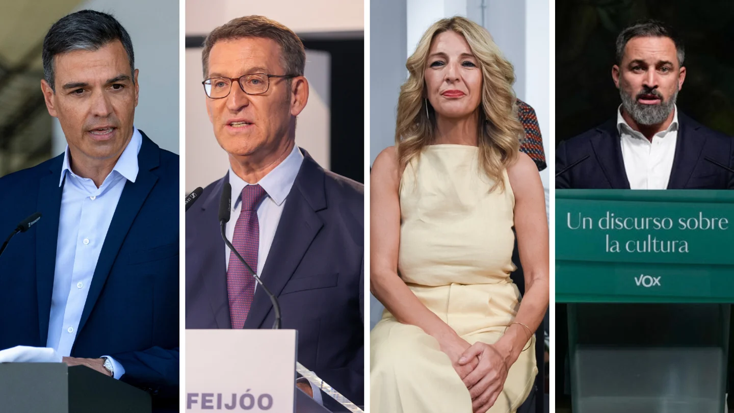 Pedro Sánchez, Núñez Feijóo, Yolanda Díaz y Santiago Abascal Pedro Sánchez, Núñez Feijóo, Yolanda Díaz y Santiago Abascal
