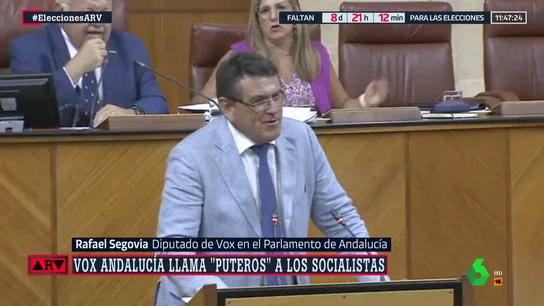 El diputado del Grupo Parlamentario Vox Andalucía, Rafael Segovia. ARV Vox Andalucía llama "puteros" a los socialistas