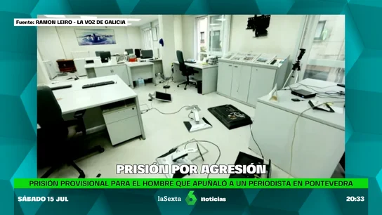 La redacción destrozada tras el suceso La redacción destrozada tras el suceso