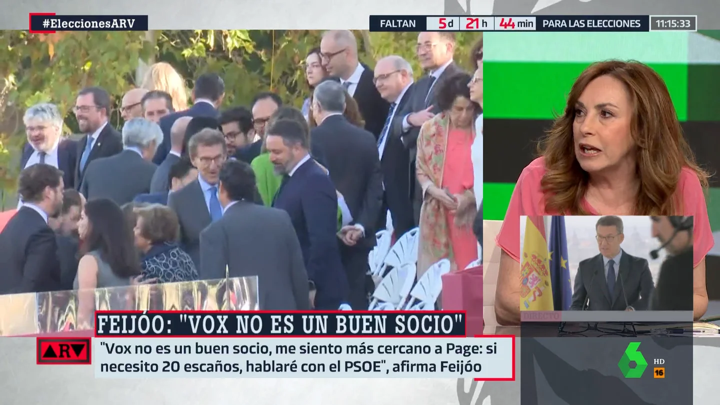 Angélica Rubio, tajante sobre la postura de Feijóo con Vox: "No tomemos el pelo a los electores" Angélica Rubio, tajante sobre la postura de Feijóo con Vox: "No tomemos el pelo a los electores"