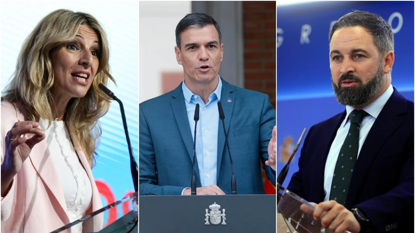 Yolanda Díaz, Pedro Sánchez y Santiago Abascal participarán en el último debate de la campaña electoral. Yolanda Díaz, Pedro Sánchez y Santiago Abascal participarán en el último debate de la campaña electoral.