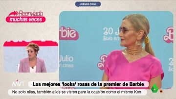 De rosa y con pendientes de 'Barbie': Cristina Cifuentes sorprende con su 'total look' en el estreno de la película