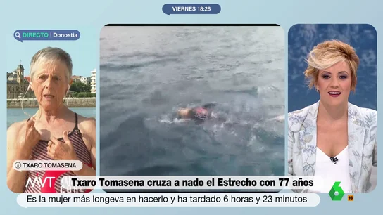 La hazaña de Txaro Tomasena, la mujer más longeva en cruzar a nado el Estrecho La hazaña de Txaro Tomasena, la mujer más longeva en cruzar a nado el Estrecho