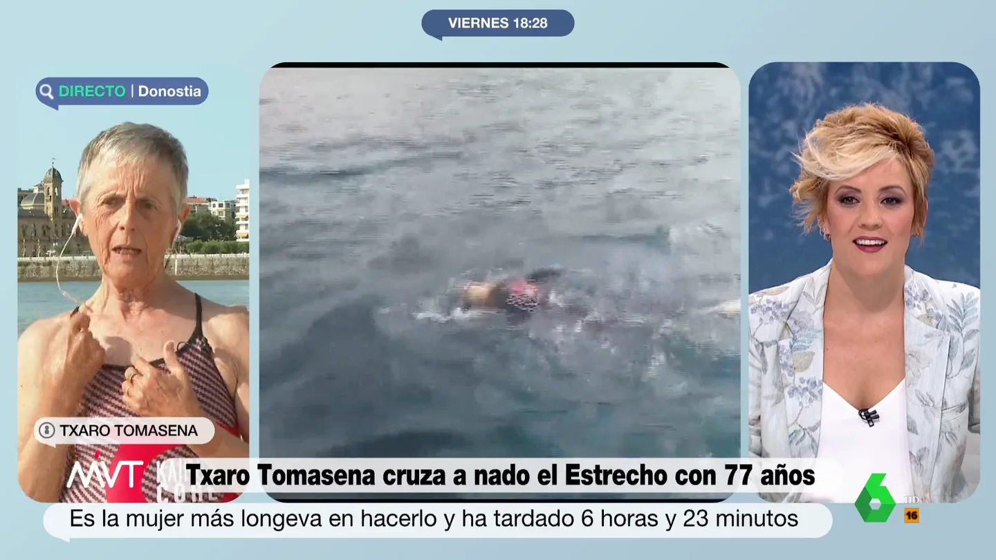 La hazaña de Txaro Tomasena, la mujer más longeva en cruzar a nado el Estrecho La hazaña de Txaro Tomasena, la mujer más longeva en cruzar a nado el Estrecho