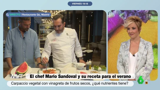 Carpaccio de sandía y vinagreta cortada: la receta del chef Mario Sandoval que sorprende a Pablo Ojeda Carpaccio de sandía y vinagreta cortada: la receta del chef Mario Sandoval que sorprende a Pablo Ojeda