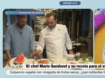 Carpaccio de sandía y vinagreta cortada: la receta del chef Mario Sandoval que sorprende a Pablo Ojeda 