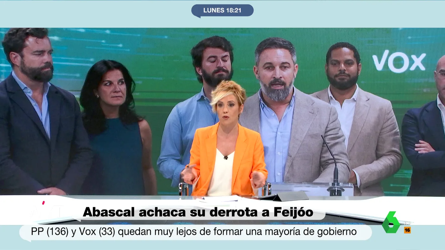 Cristina Pardo, tras el batacazo de Vox: "Nada de autocrítica. La culpa la tiene todo el mundo menos Abascal y Vox" Cristina Pardo, tras el batacazo de Vox: "Nada de autocrítica. La culpa la tiene todo el mundo menos Abascal y Vox"