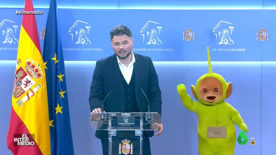 Vídeo manipulado - Gabriel Rufián presenta a un Teletubbie como "la voz" del partido sobre sindicalismo de trabajo Vídeo manipulado - Gabriel Rufián presenta a un Teletubbie como "la voz" del partido sobre sindicalismo de trabajo