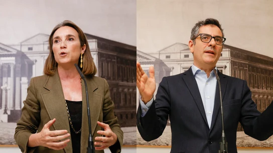 Cuca Gamarra y Félix Bolaños ofrecen declaraciones a los medios tras la reunión de la Diputación Permanente del Congreso. Cuca Gamarra y Félix Bolaños ofrecen declaraciones a los medios tras la reunión de la Diputación Permanente del Congreso.
