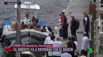 El rey emérito se desplaza al Club Náutico de Sanxenxo a entrenar para las regatas