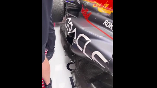Los daños en el Red Bull de Pérez Los daños en el Red Bull de Pérez