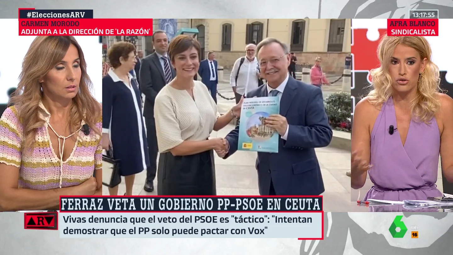 Afra Blanco sobre la importancia del PSOE de Ceuta para Vivas: "La gobernabilidad está en riesgo" Afra Blanco sobre la importancia del PSOE de Ceuta para Vivas: "La gobernabilidad está en riesgo"