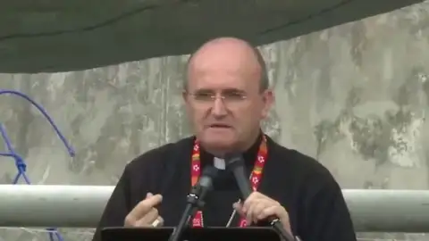 Captura del vídeo en directo de la cataquesis en la que intervino el obispo de Orihuela, José Ignacio Munilla