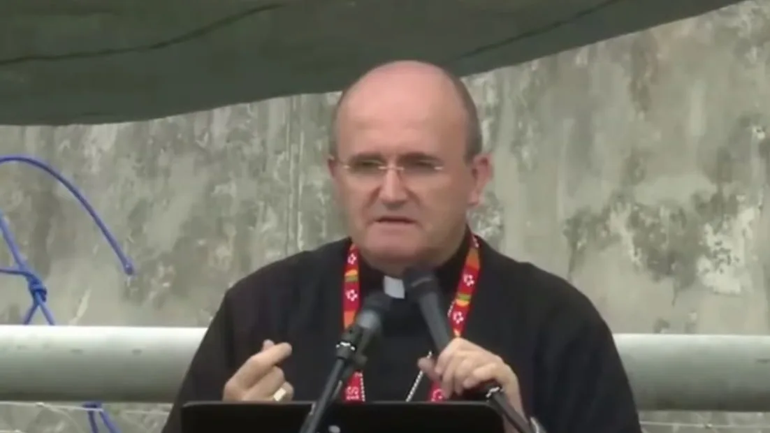 Captura del vídeo en directo de la cataquesis en la que intervino el obispo de Orihuela, José Ignacio Munilla