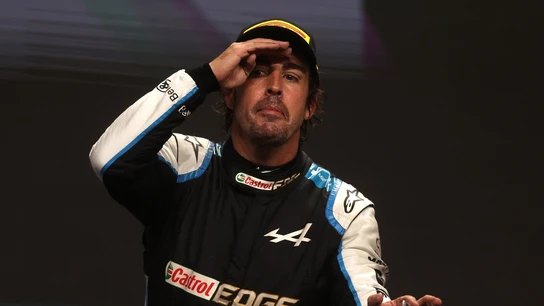 Fernando Alonso, en su único podio con Alpine en dos años Fernando Alonso, en su único podio con Alpine en dos años