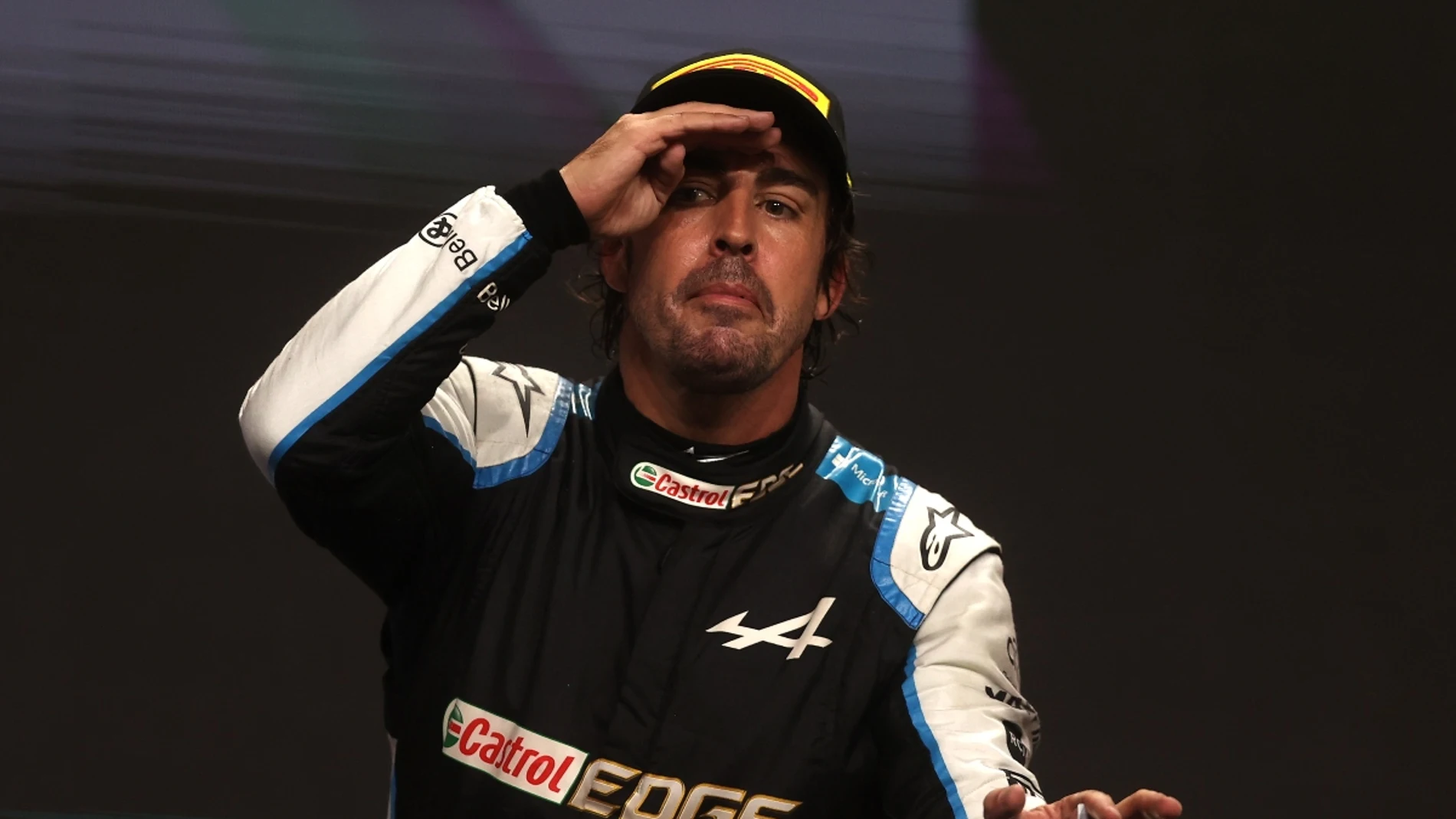 Fernando Alonso, en su único podio con Alpine en dos años