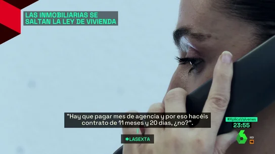 Una inmobiliaria, cuando la reportera le advierte que es ilegal cobrar el mes de agencia al inquilino: "Sí, lo sabemos" Una inmobiliaria, cuando la reportera le advierte que es ilegal cobrar el mes de agencia al inquilino: "Sí, lo sabemos"