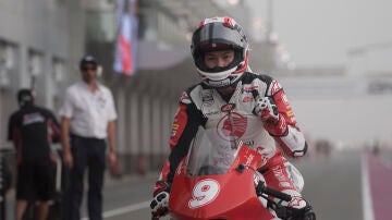  Haruki Noguchi of Japan celebrates the victory on the race 1 of Asian Talent Cup during the MotoGP of Qatar - Qualifying at Losail Circuit on March 17, 2018 in Doha, Qatar.